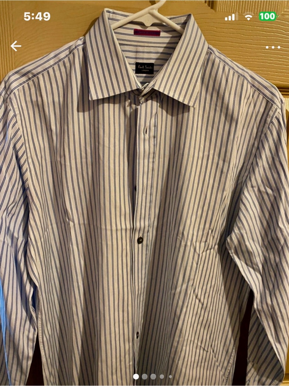 Paul Smith Men's Striped Button Down in White & Blue Size 16 1/2